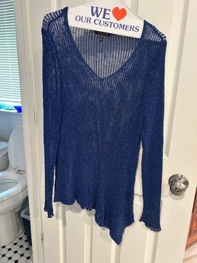 Classic jewel blue knit Eileen fisher sweater.